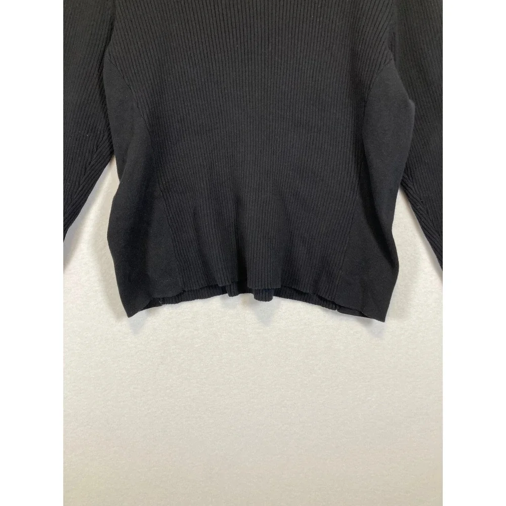 Classic Minimalist Coldwater Creek Women XL Black‎ Ribbed Turtleneck Sweater